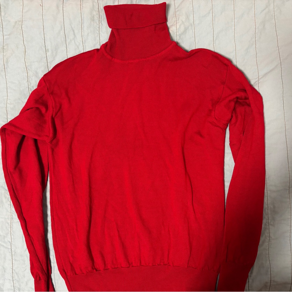 SOLD - Bloomingdale’s Cherry Red Turtleneck, Size L, Excellent Vintage Condition